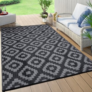 Outdoor Rug Waterproof Plastic Straw Rug Reversible Rug for Patios Decks Porch Camper Balcony Backyard - 1 of 4