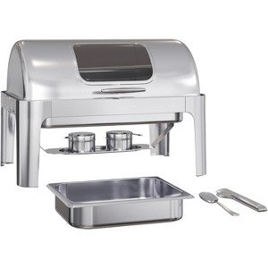 COZONY Stainless Steel Buffet Server with Roll Top Lid and Dual Temperature Zones, Complete Serving Set for Catering and Events,3 pcs - 1 of 4