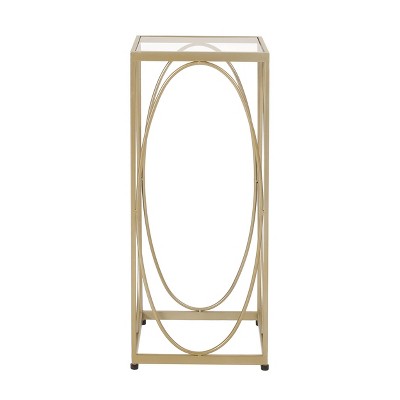 Bennion Modern Glam Glass Top End Table Champagne Gold/Black - Christopher Knight Home