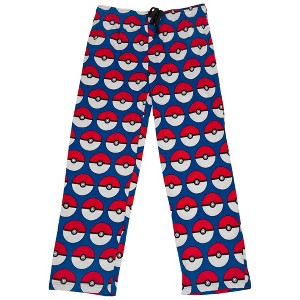 Mens Pokemon Pokeballs All Over Print Pajama Sleep Pants - 1 of 2