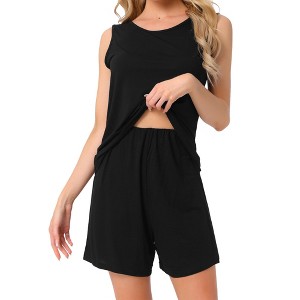 INSPIRE CHIC Women's Cotton Soft Sleeveless Tank Top with Shorts Pajama Set - 1 of 4