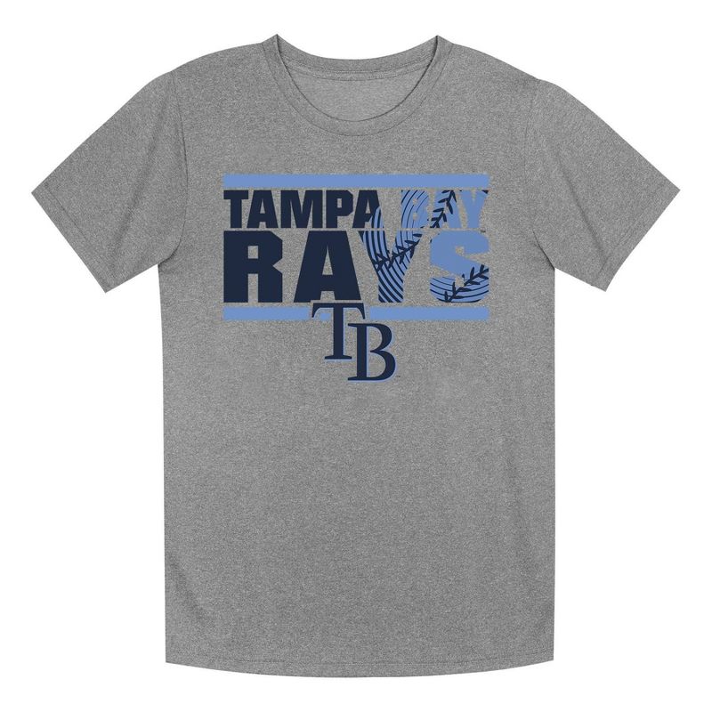 MLB Tampa Bay Rays Boys&#39; Gray Poly T-Shirt, 1 of 2