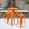 Emma and Oliver Commercial Grade 24" Round Metal Indoor-Outdoor Bar Table Set, 2 Backless Stools - 2 of 4