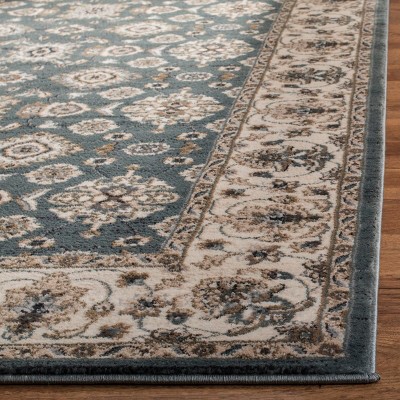 Teal and Cream Synthetic Hand-knotted Reversible Area Rug