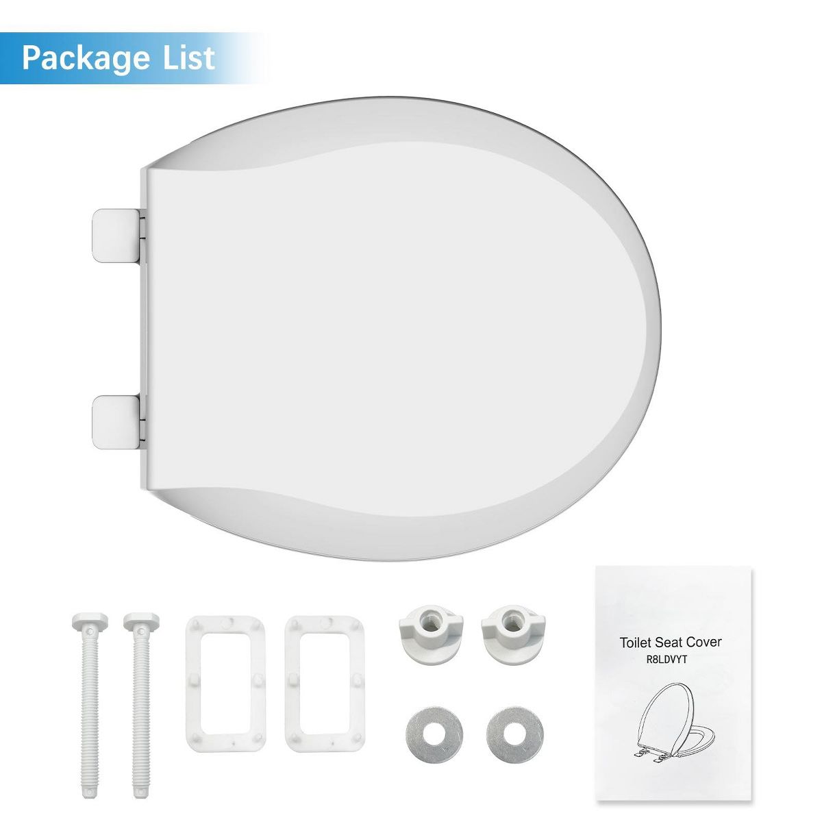 17/19 Inch Bidet Toilet Seat for Elongated Toilet, Dual Nozzle Self-Cleaning Non-Electric PP Bidet Attachment, White - thumbnail 2