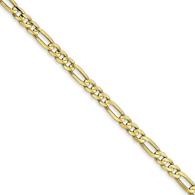 Black Bow Jewelry 3mm, 10k Yellow Gold, Concave Figaro Chain Necklace