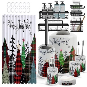Hearth & Harbor Bathroom Accessories Set, Christmas Bathroom Set with Christmas Shower Curtain Set - 1 of 4