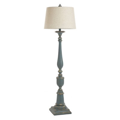 Avignon Blue and White 64" 3-Way Floor Lamp with Fabric Shade