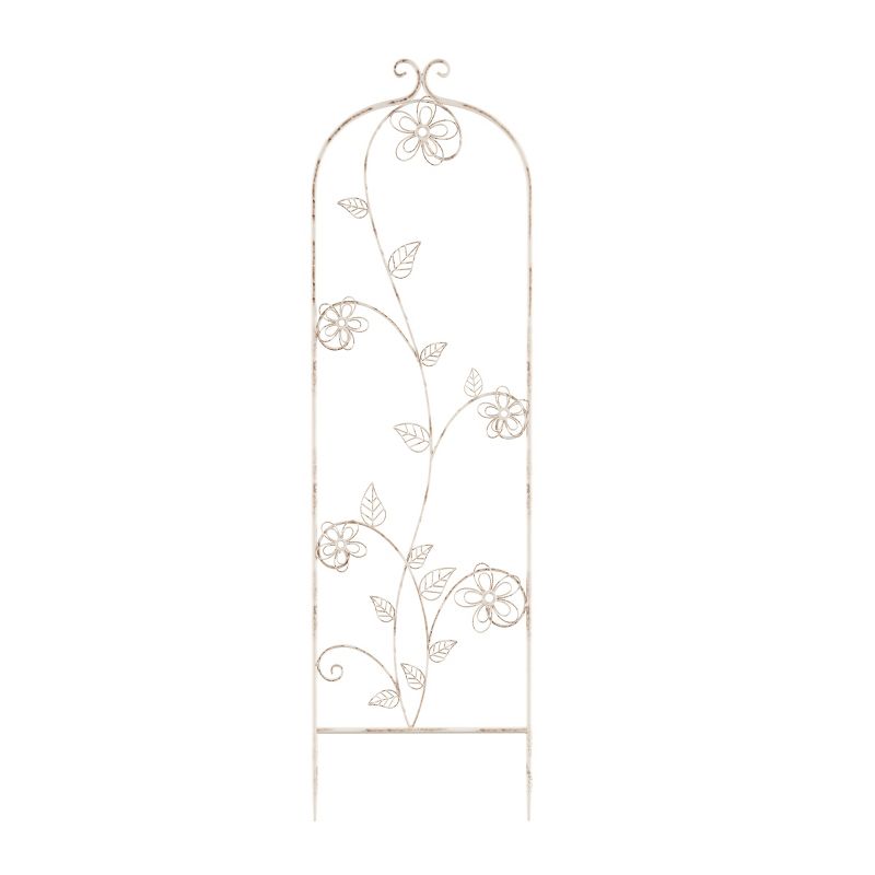 Garden Trellis- For Climbing Plants- Decorative Flower Stem Metal Panel-For Vines, Roses, Vegetable Plants & Flowers by Pure Garden (Antique White), 3 of 6