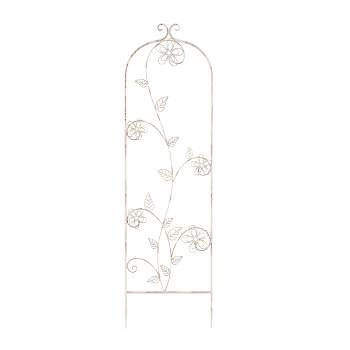 Garden Trellis- For Climbing Plants- Decorative Flower Stem Metal Panel-For Vines, Roses, Vegetable Plants & Flowers by Pure Garden (Antique White)