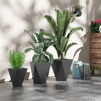 SKRAN Set of 3 Tall Planters, 18", 15.25", 11.75", MgO Indoor Outdoor Planters with Drainage Holes, Stackable Flower Pots for Garden, Patio