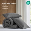 AENKYO Full/Queen Twill Washed Comforter Set, 3-Piece 100% Cotton Bedding with Stone-Washed Finish, Grey bedding Set - 3 of 4
