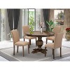 HomeStock 3-Piece Distressed Jacobean Finish Solid Wood Top Dining Table with 2 Upholstered Chairs - 2 of 4