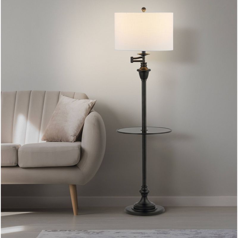 60&#34; Cora Metal/Glass Side Table and Floor Lamp (Includes LED Light Bulb) Black - JONATHAN Y, 5 of 9