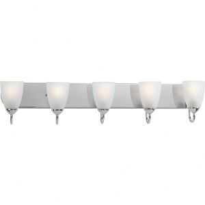 Progress Lighting Gather 5-Light Bath Bracket, Polished Chrome, Etched Glass Shades - 1 of 3