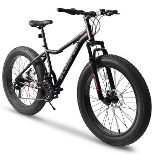 YONWAY Fat Tires Mountain Bike, 21 Speed Dual Disc Brake, Steel Frame, for Mountain, Sand, and Snow Cycling - 1 of 4