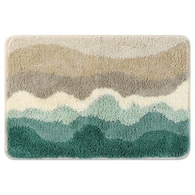 Unique Bargains Bathroom Soft Tub Shower Wavy Stripes Non-Slip Absorbent Bath Mat 1 Pc