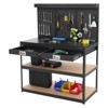 3-Tier Metal Workbench with 2 Drawers, 1000 LBS Capacity - Workshop Workstation with Pegboard & ETL-Certified Power Outlets - 2 of 4