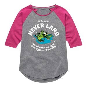Girls' - Disney - Peter Pan Shirt Tail Raglan Graphic T-shirt - 1 of 3