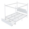 TiramisuBest Queen Size Metal Canopy Platform Bed with Upholstered Headboard and Two Storage Drawers - 4 of 4