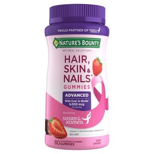 Nature's Bounty Optimal Solutions Advanced Hair, Skin & Nails Gummies with Biotin - 80ct - 1 of 4