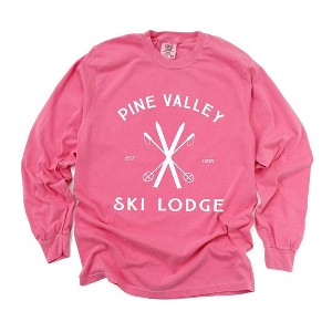 Simply Sage Market Women's Pine Valley Ski Lodge Long Sleeve Garment Dyed Tee - 1 of 4