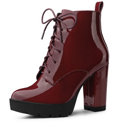 Womens burgundy hot sale combat boots