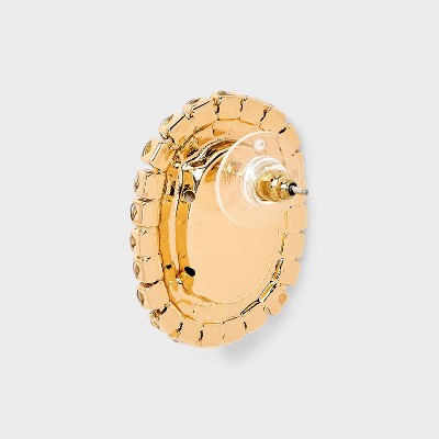 Stone Statement Button Earrings- A New Day Gold/Clear - image 2