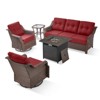 Gymojoy Outdoor Sofa Swivel Chairs with Fire Pit Table - 3 of 4