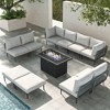 LayinSun 11 Pieces Rope Woven Patio Furniture Set, Modern Modular Sectional Sofa with Fire Pit Table and Upgrade Thickness Cushion - 2 of 4