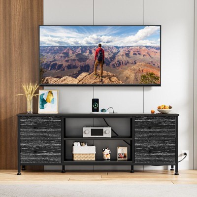 Gikpal Dresser TV Stand for 50 inch TV, Wide Dressers & Chests of Drawers with Charging Station & 4 PU Drawers Storage, Console Sofa Table for Bedroom