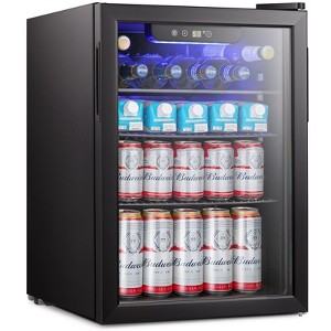 R.W.FLAME 95 Can Beverage Cooler,Compact Fridge for Soda,Clear Glass Door,Quiet Compressor,Adjustable Temperature,Freestanding,2.4 Cu.ft - 1 of 4