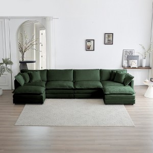 GDFStudio Hope Modern 146.5" Chenille 4-Seat Sectional Sofa with Pillows - 1 of 4