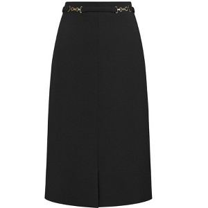 INSPIRE CHIC Women's Business Pencil High Waist Mental Decor Formal Work Midi Skirts - 1 of 4