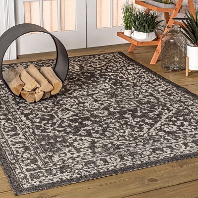 Malta Black and Gray Medallion Flat Woven Area Rug