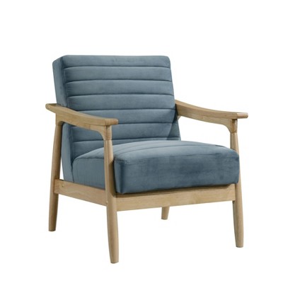 Horizontal Channeled Wood Frame Armchair Blue - HomeFare