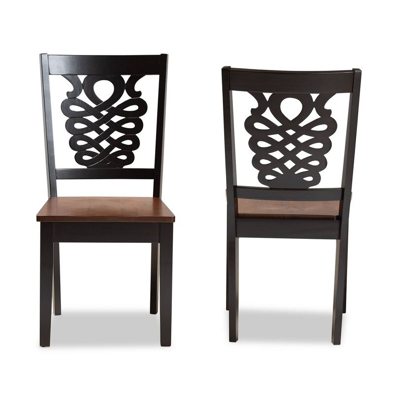 2pc Wood Gervais Two-Tone Dining Chair Set Dark Brown - Baxton Studio, 3 of 9