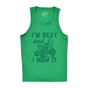 I'm  And I Mow It Mens Fitness Tank Funny Yardwork Fathers Day Graphic Novelty Tanktop - Crazy Dog Men's Tank Top - 1 of 4