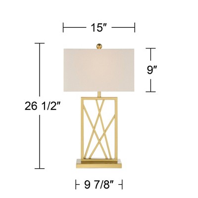 Claudia Contemporary 23" Gold and White Square Table Lamp