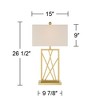 360 Lighting Claudia 26 1/2" Tall Square Modern Glam Luxe Table Lamp Gold Finish Metal Single White Shade Living Room Bedroom Bedside Nightstand House - 4 of 4