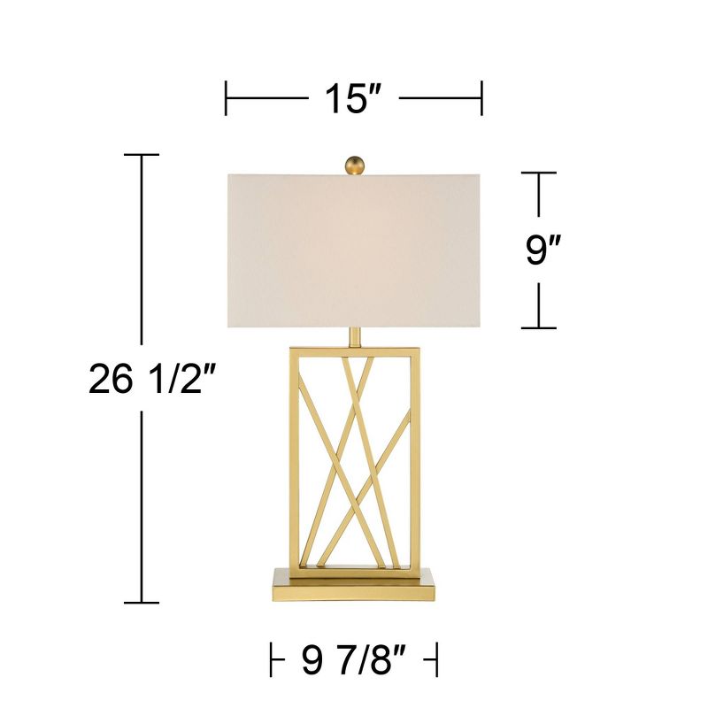 360 Lighting Claudia 26 1/2" Tall Square Modern Glam Luxe Table Lamp Gold Finish Metal Single White Shade Living Room Bedroom Bedside Nightstand House, 4 of 9