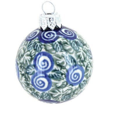 Blue Rose Polish Pottery Seaside Swirl Christmas Ball