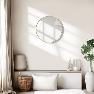 Wooakway Round Metal Decorative Wall Mirror Bathroom Mirror Wall Mount Accent Mirror Wall Decor for Bedroom Living Room - 1 of 4