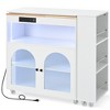 NicBex Kitchen Island with Drop Leaf Mobile Kitchen Island with LED Lights, Power Outlets, 4 Open Shelves - 3 of 4