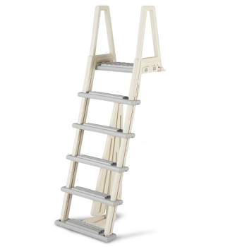 Confer 6000X 46"-56" Heavy Duty Adjustable Above Ground Swimming Pool Ladder with Built-In Safety Features - Beige/Gray
