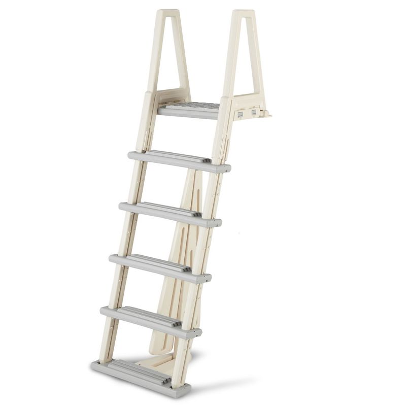 Confer 6000X 46"-56" Heavy Duty Adjustable Above Ground Swimming Pool Ladder with Built-In Safety Features - Beige/Gray, 1 of 7