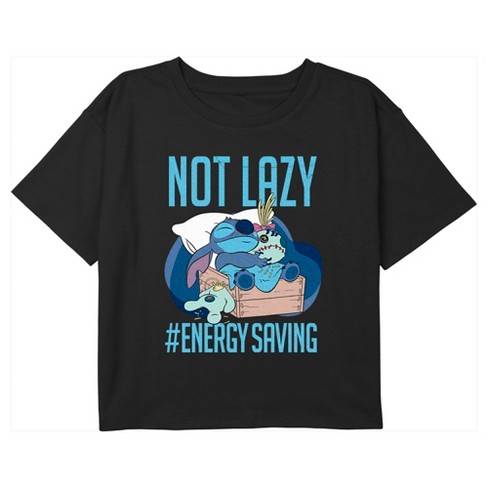 Girl's Lilo & Stitch Not Lazy Energy Saving Crop T-Shirt - image 1 of 3