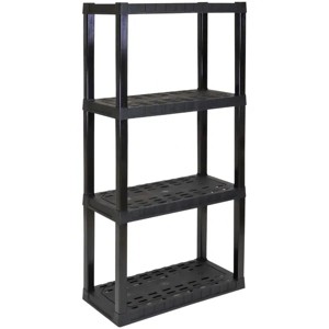 Plastic Shelves Garage Storage Shelf Heavy Duty Shelving Unit 4-Tier 57"H x 14"D x 30"W Black-400 lbs Total Capacity - 1 of 4