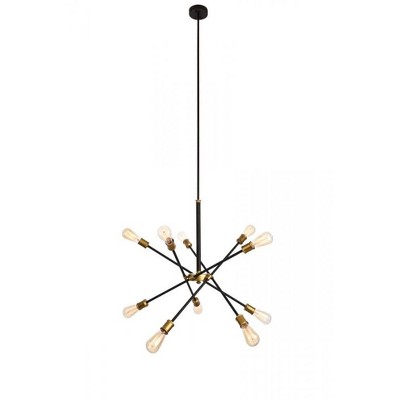 Elegant Lighting Axel Collection Chandelier D27.2 H32.5 Lt:10 Black and Brass Finish