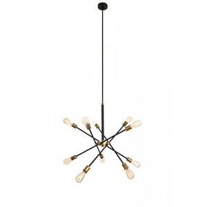 Elegant Lighting Axel Collection Chandelier D27.2 H32.5 Lt:10 Black and Brass Finish - 1 of 4